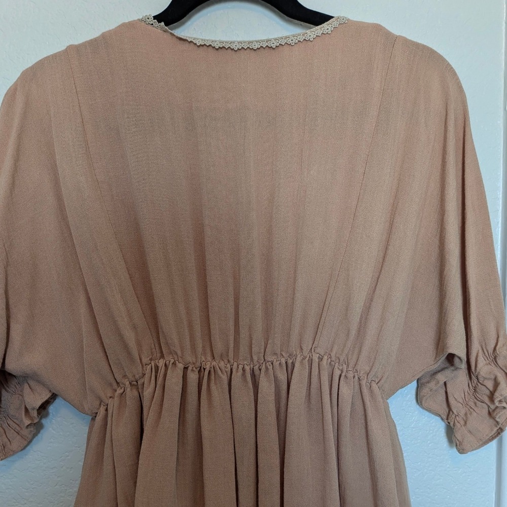 Hudson Gray Womens Peach Lace Trim Empire Waist Blouse Top ET1328 Size Large - Picture 10 of 10